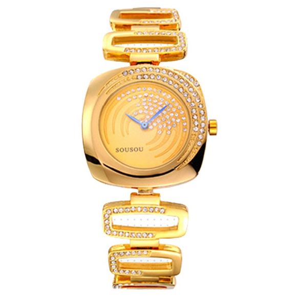 SOUSOU Hollowed alliage bracelet montre à quartz - d'or 