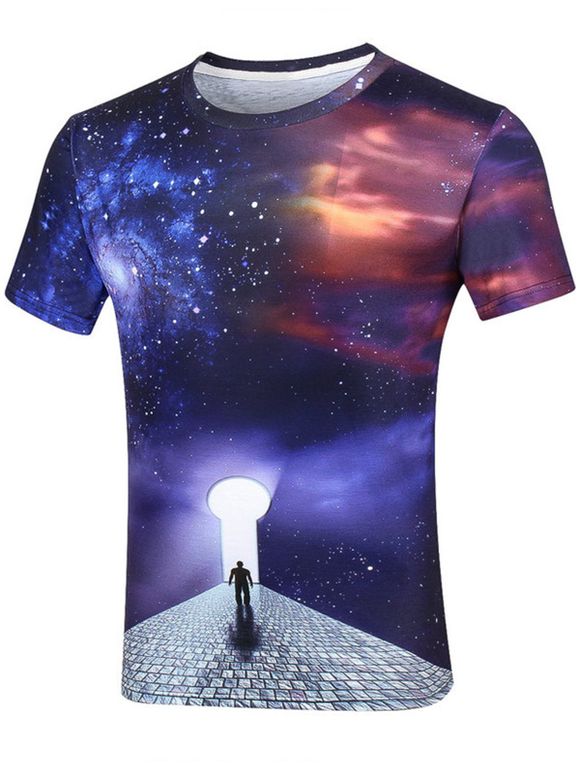 Galaxy Porte spirale à manches courtes T-shirt - multicolore L