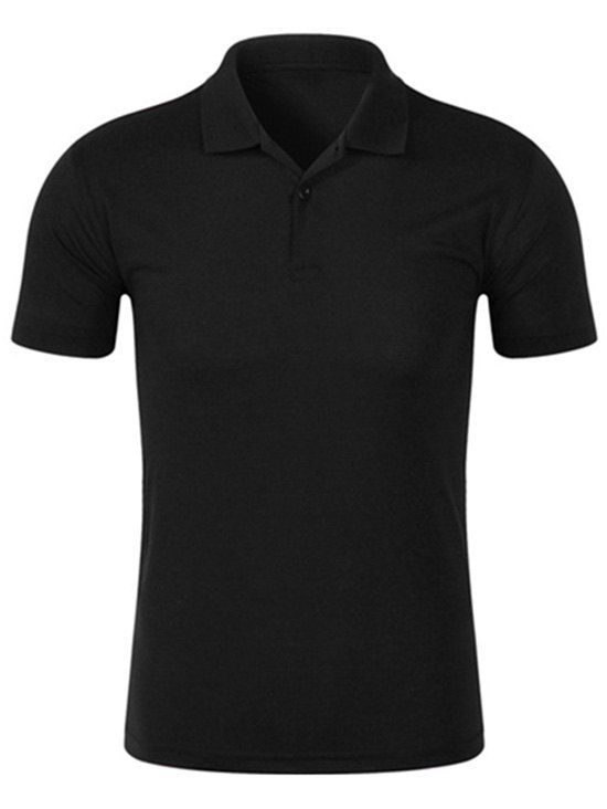 

Half Buttoned Plain Golf Shirt, Black