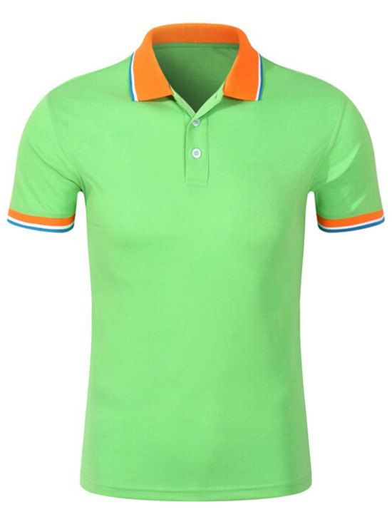 

Contrast Trim Half Button Polo Shirt, Apple green