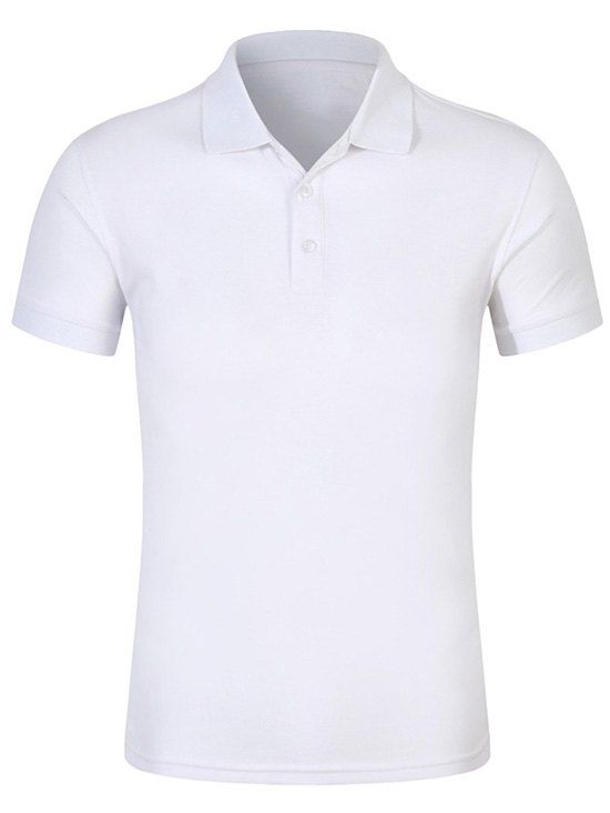 

Half Buttoned Plain Polo Shirt, White