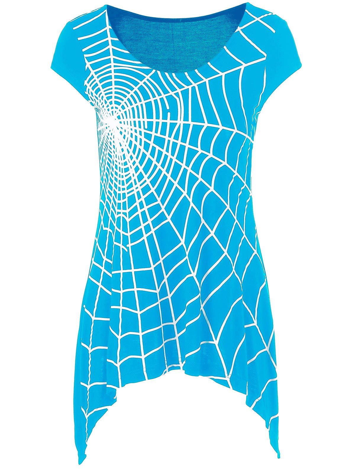 

Spider Web Cap Sleeve T-Shirt, Lake blue