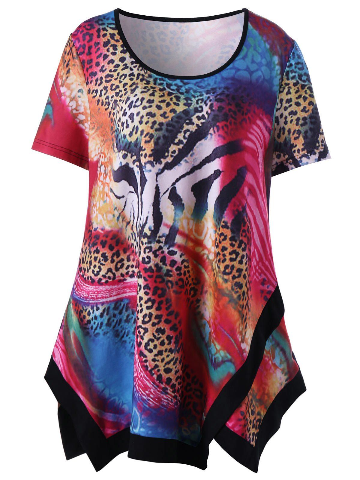 [17 OFF] 2021 Plus Size Leopard Asymmetric TShirt In LEOPARD DressLily