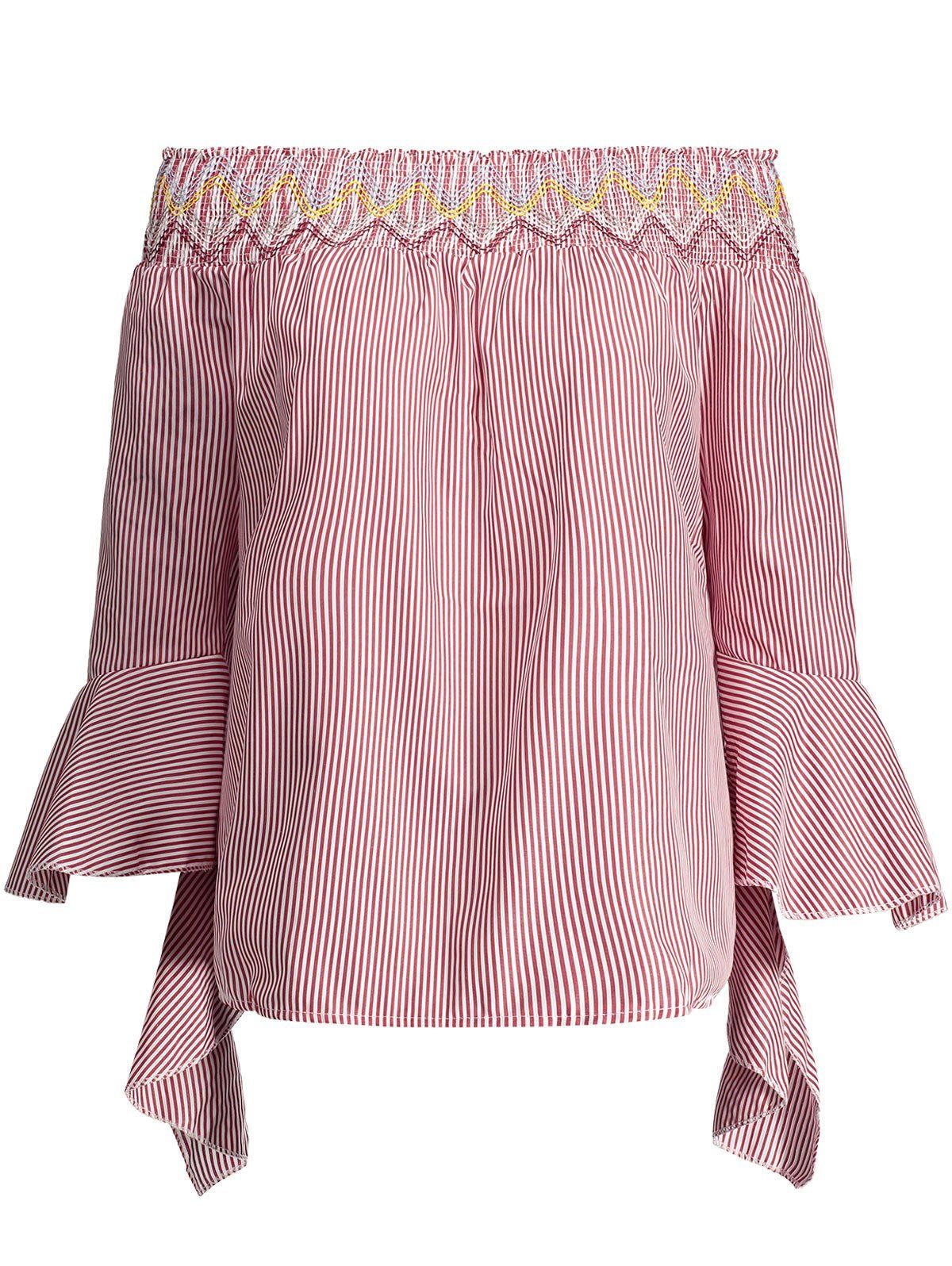 

Off The Shoulder Bell Sleeves Top, Red
