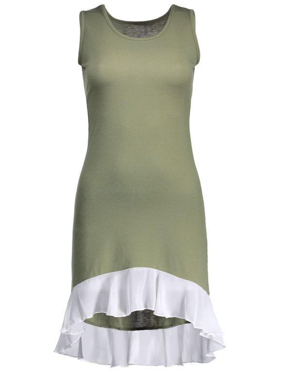 Tank Dress Panel High Low Mousseline - Vert Armée XL