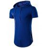 Hooded Zip Hem Side T-shirt Up - Bleu L