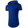Hooded Zip Hem Side T-shirt Up - Bleu 2XL