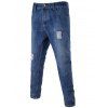 Zip Fly Distressed Patch fuselés Jeans - Bleu S