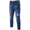 Zipper Fly Distressed Faded Jeans - Bleu 32