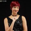 Droites courtes Pixie Cut capless perruque de cheveux humains - Rouge 