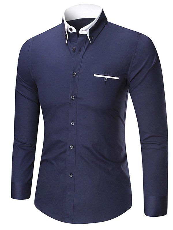 

Button Down Long Sleeve Shirt, Cadetblue