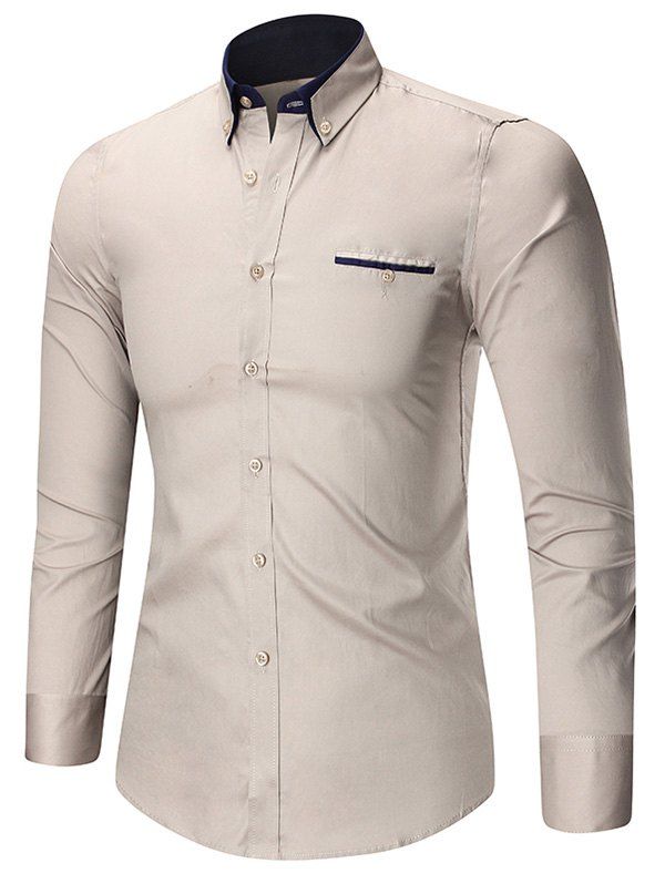 

Button Down Long Sleeve Shirt, Gray