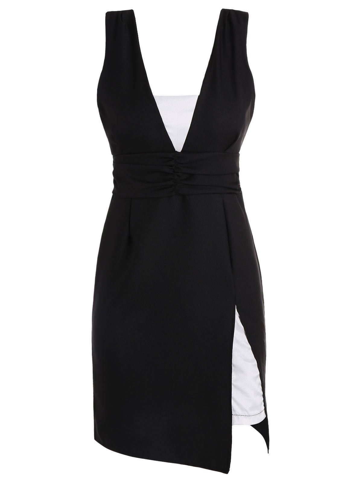 

Low Cut Backless Slit Sleeveless Dress, Black
