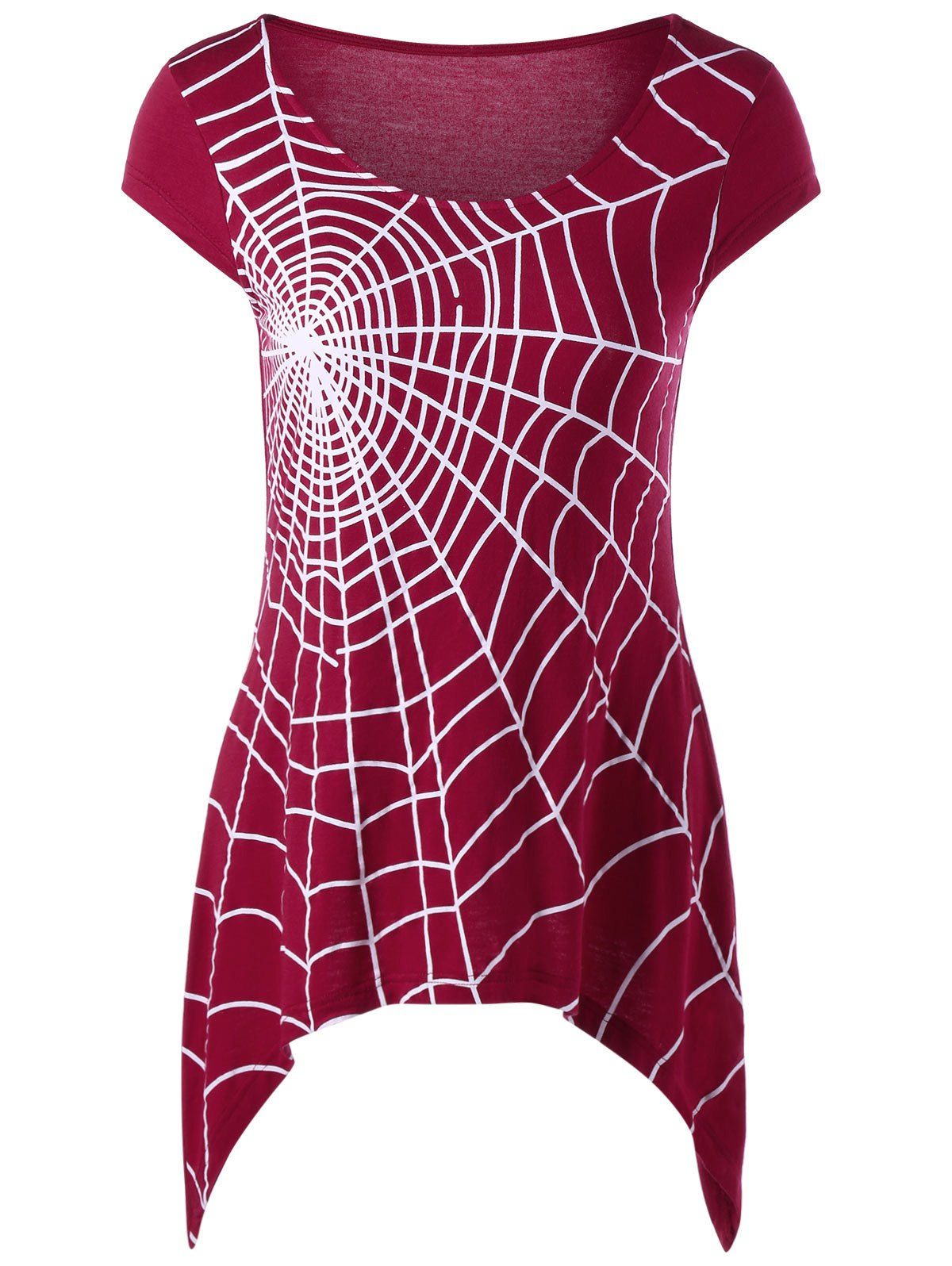 

Spider Web Cap Sleeve T-Shirt, Deep red