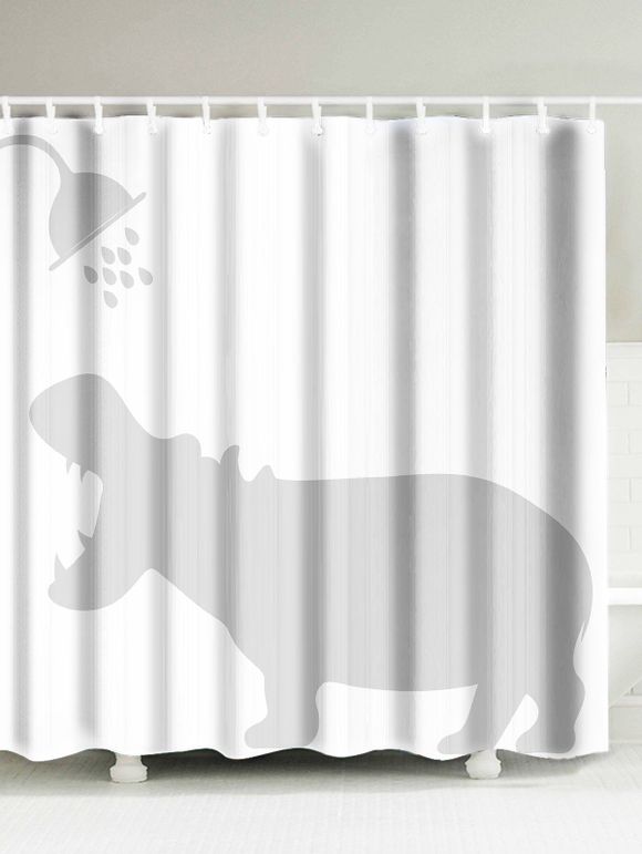 Hippo Shadow Water Resistant Fabric Shower Curtain - WHITE W71 INCH*L79 INCH