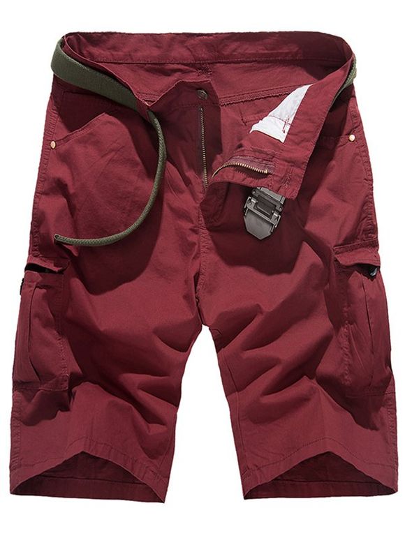 Zip Fly poches Shorts Conception Cargo - Rouge vineux 30