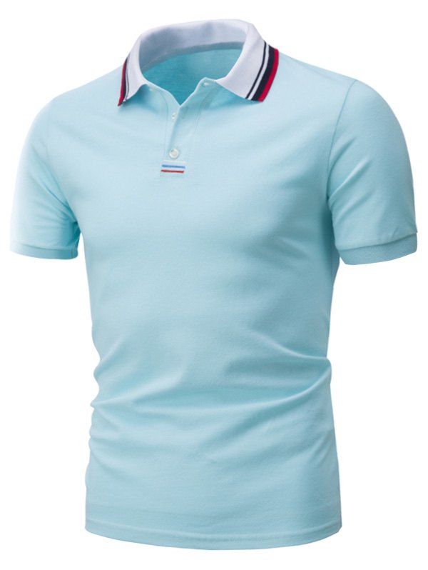 

Short Sleeve Colorful Embroidery T-Shirt, Light blue