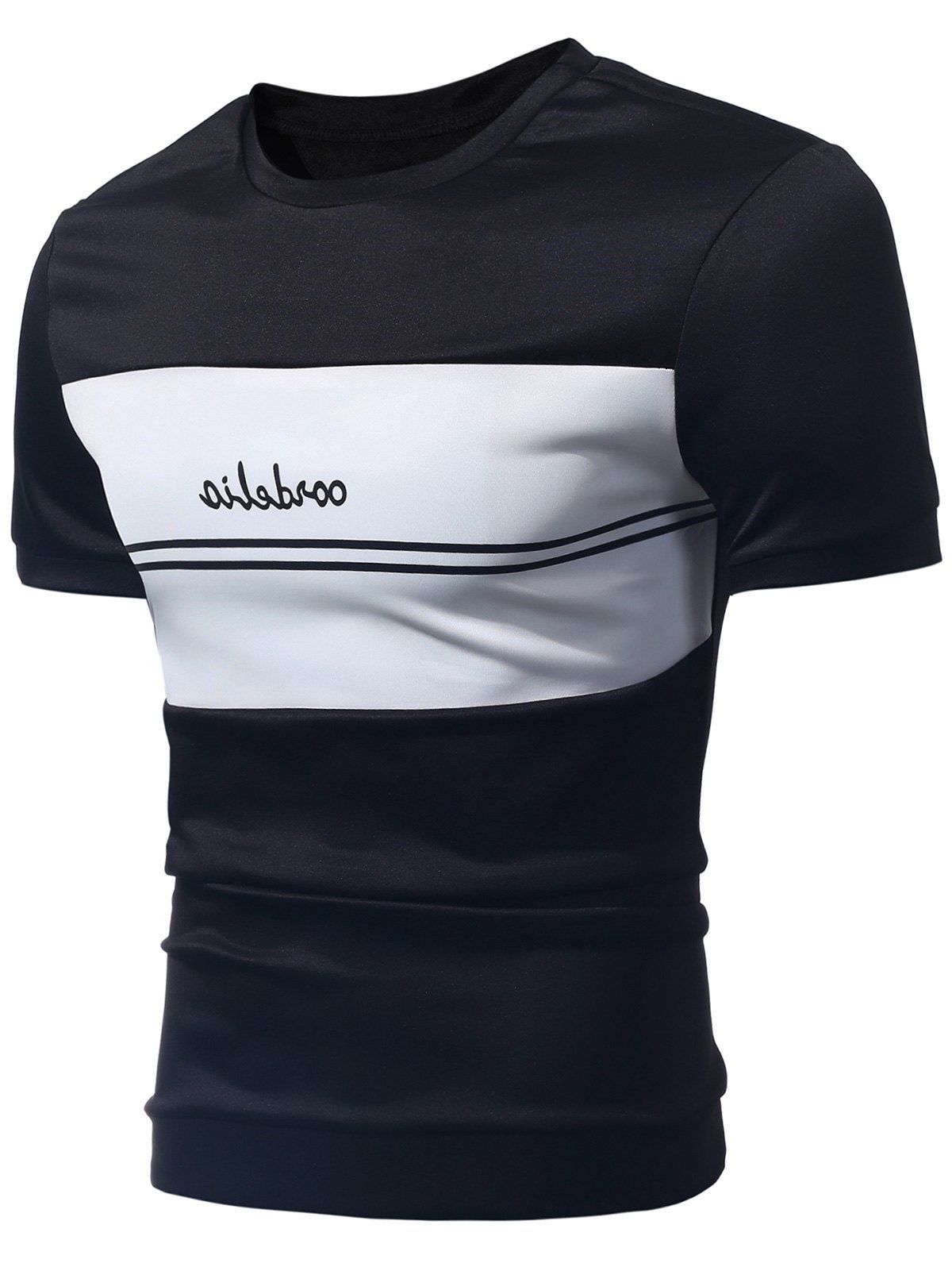 

Short Sleeve Two Tone Graphic Tee, Black