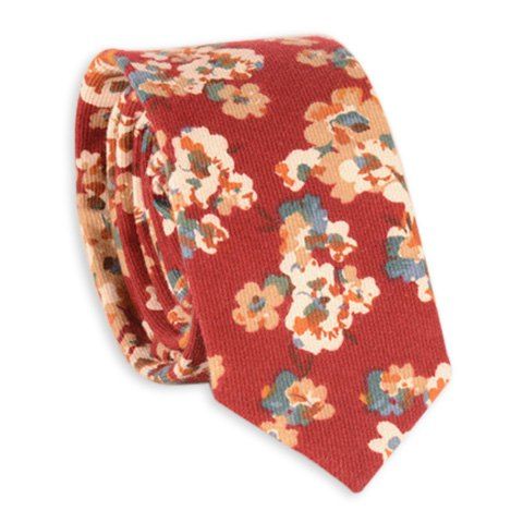 

Vintage Tiny Bouquet Printing Neck Tie, Red