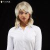 Siv Hair Medium Side Bang Wavy Gradient perruque de cheveux humains - Blanc / Gris 