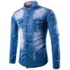 Destroyed Shirt Denim avec poche poitrine - Azuré 3XL