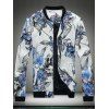 3D Flower Print stand Collar Zip Up Jacket - Blanc XL