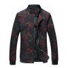 Colorful Floral Print stand Collar Jacket - Noir 3XL