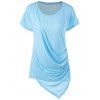 Plus Size Overlap côtelé T-shirt - Bleu clair XL