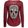 Sleeve Lace Panel Skull long T-shirt - Rouge vineux S