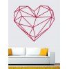 Coeur géométrique imperméable Forme Autocollant Mural - Rouge Rose 49*57CM
