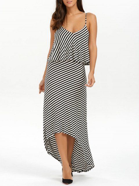 Décontractée À Longue Bas Rayures Robe Haute 0wnk8OP