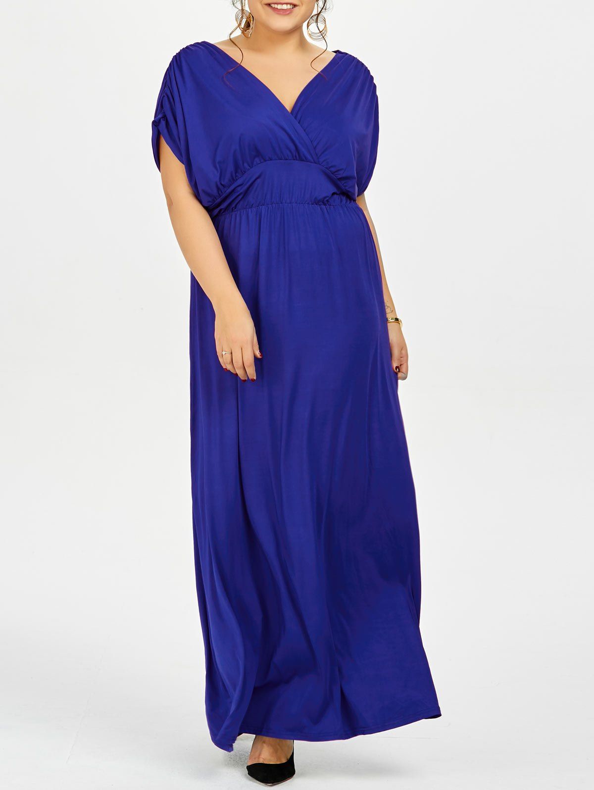 

Plus Size Empire Waist Long Formal Evening Dress, Blue