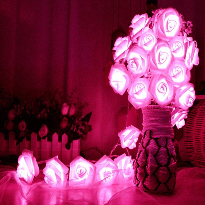 

20 Pcs LED Rose Flower String Lights, Tutti frutti