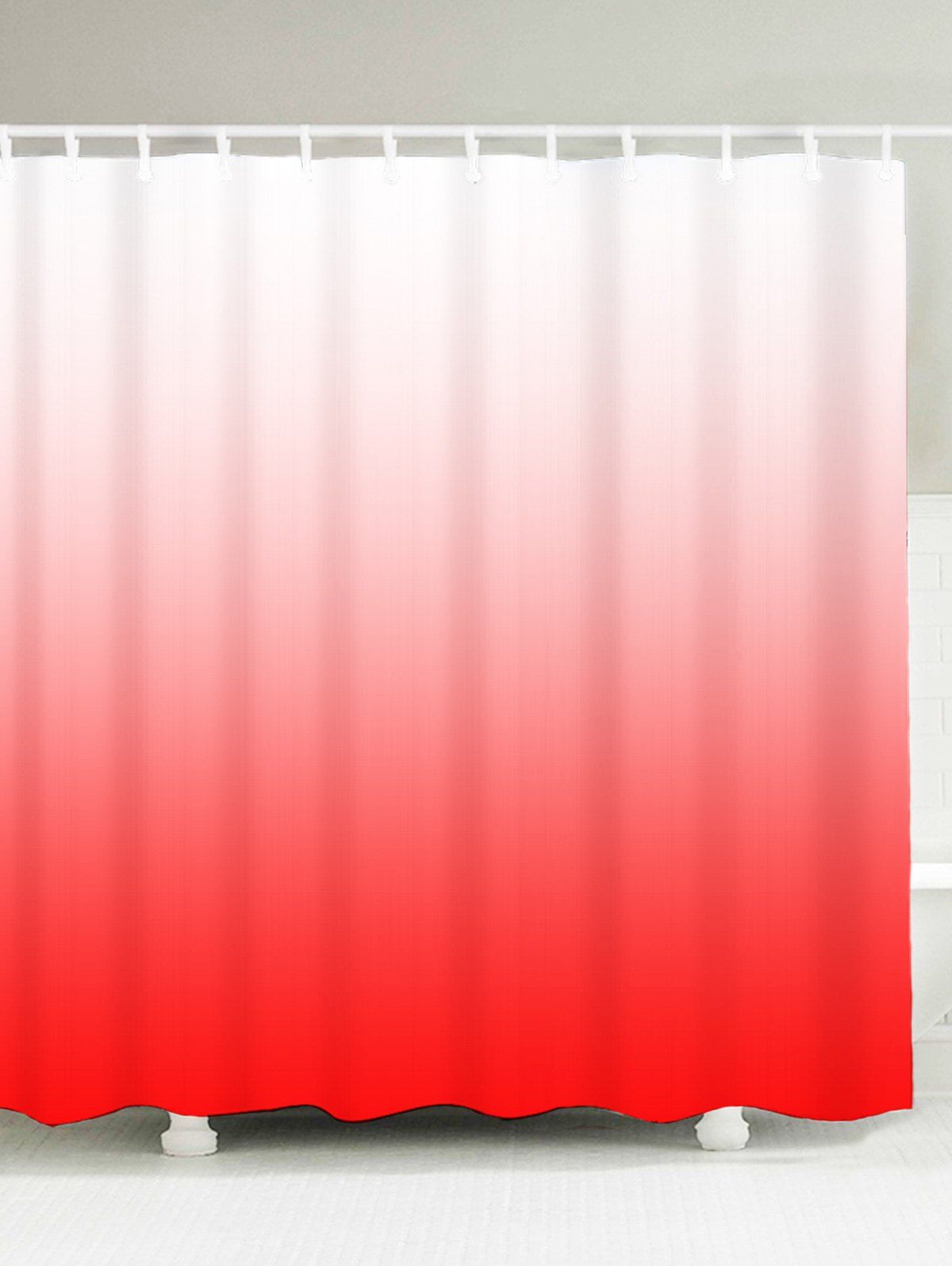 

Anti-bacteria Ombre Shower Curtain with Hooks, Red