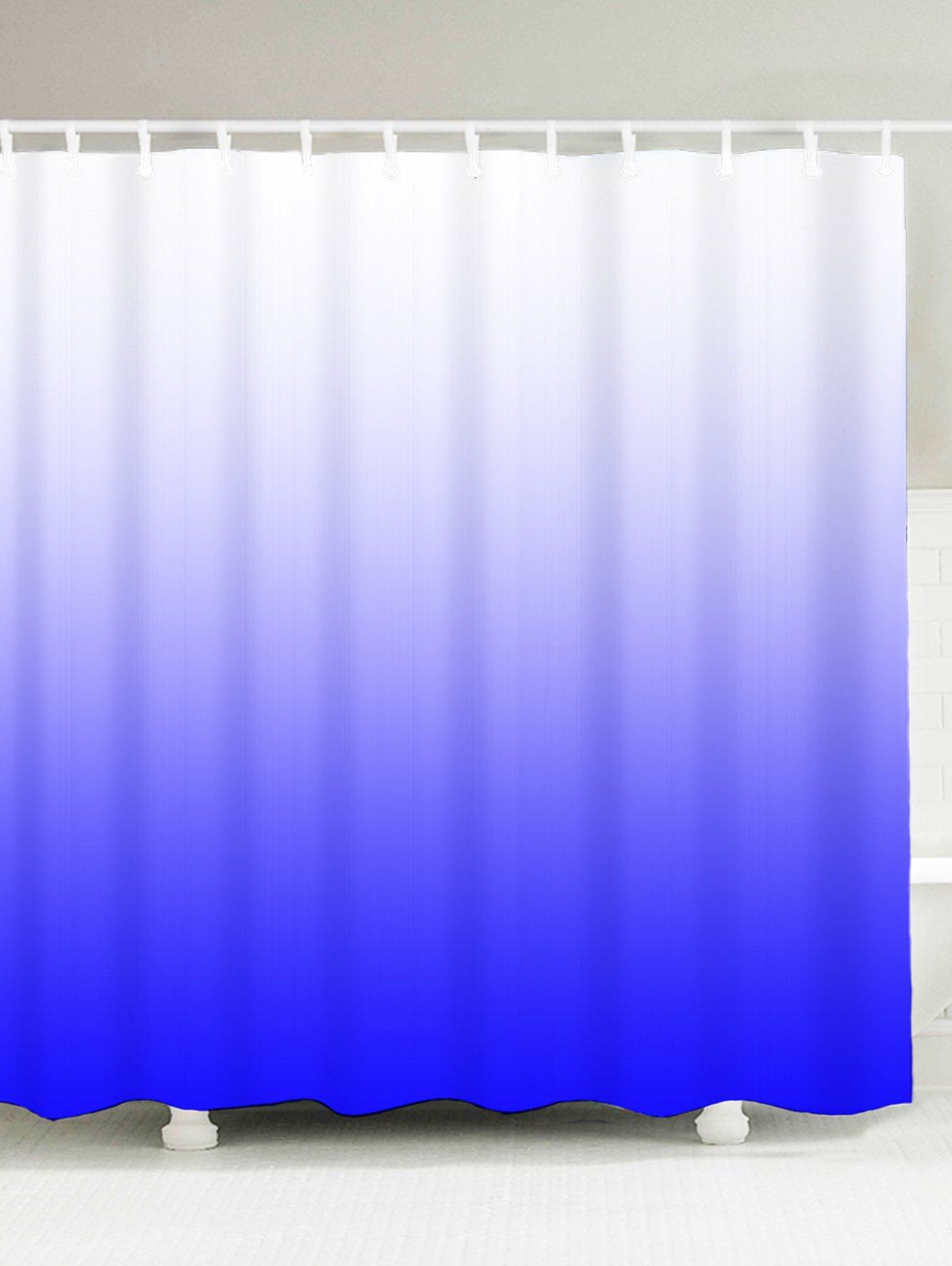 

Anti-bacteria Ombre Shower Curtain with Hooks, Blue