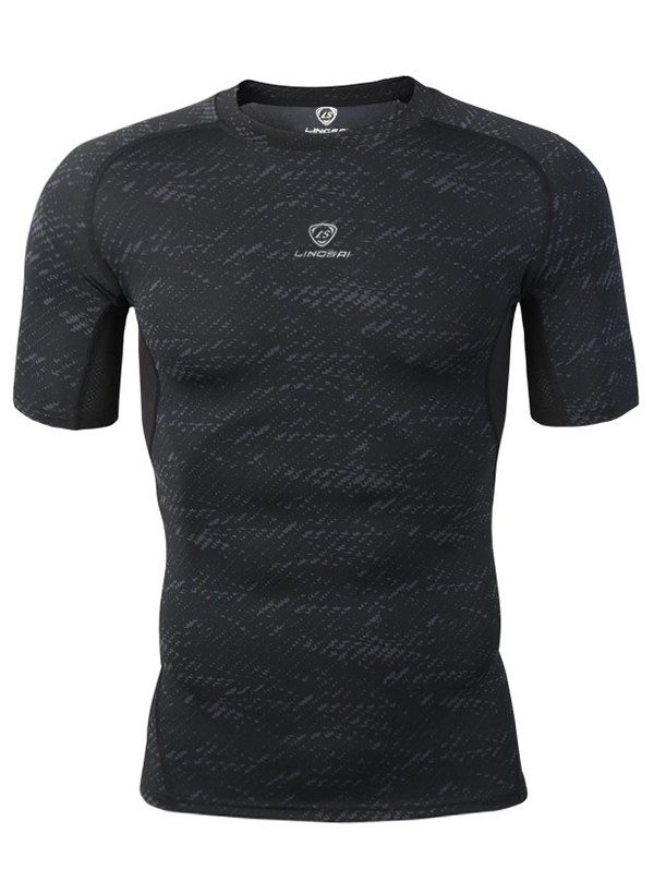 

Skinny Crew Neck Heather Gym Tee, Black