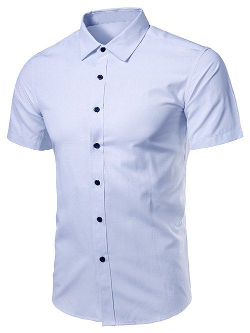 

Short Sleeve Turndown Collar Business Shirt, Light blue