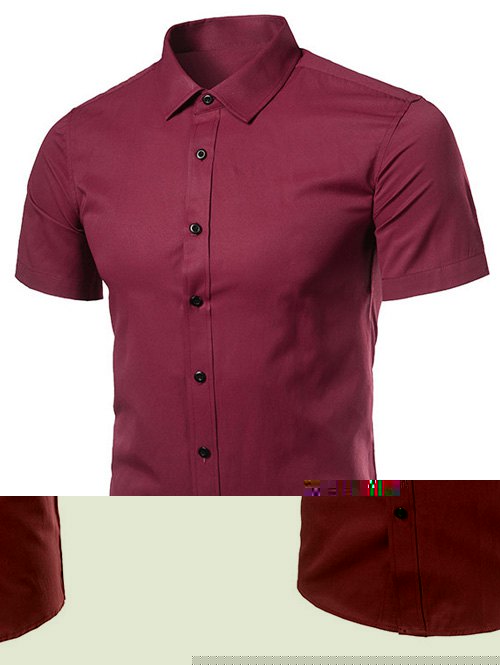 

Short Sleeve Turndown Collar Business Shirt, Wine red