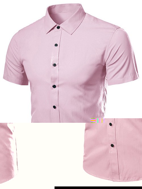 

Short Sleeve Turndown Collar Business Shirt, Papaya