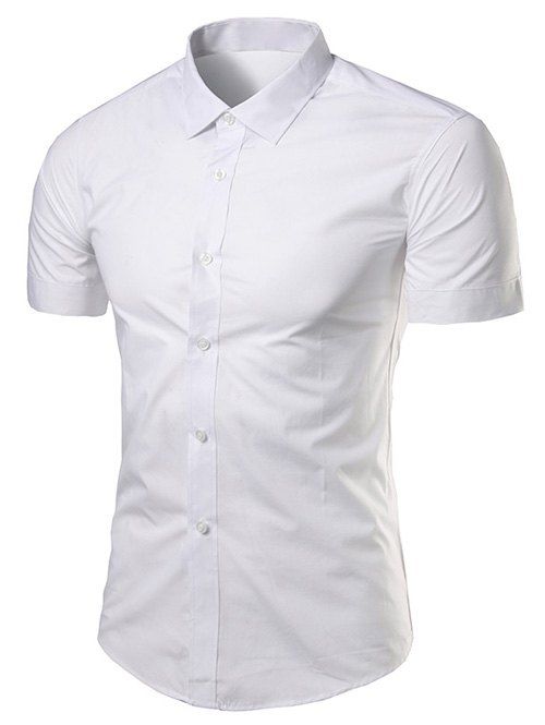 

Turndown Collar Slimming Short Sleeve Business Shirt, White