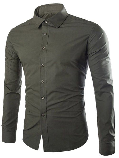 

Long Sleeve Slimming Business Shirt, Army green