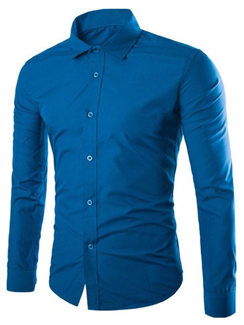 

Long Sleeve Slimming Business Shirt, Deep blue