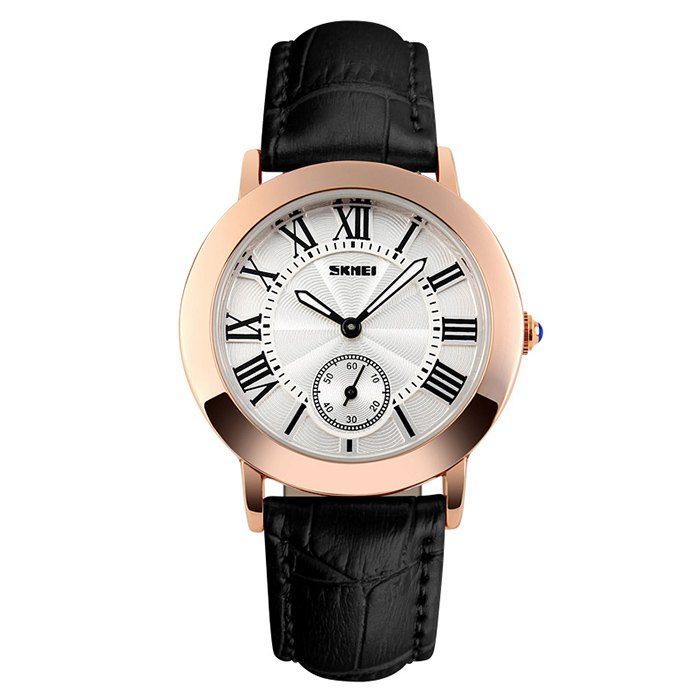 

SKMEI Faux Leather Roman Numeral Watch, Black