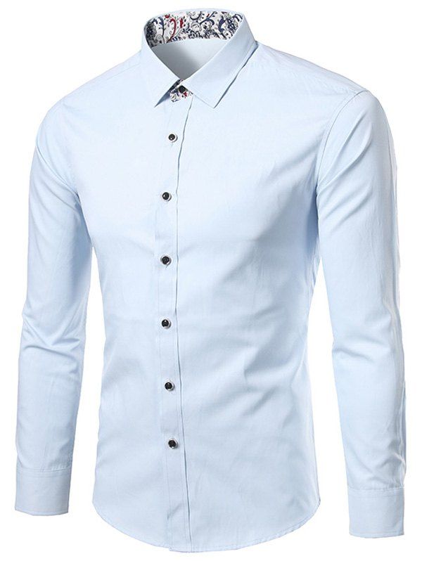 

Paisley Edging Long Sleeve Shirt, Light blue