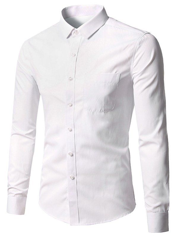 

Turndown Collar Pocket Business Shirt, White