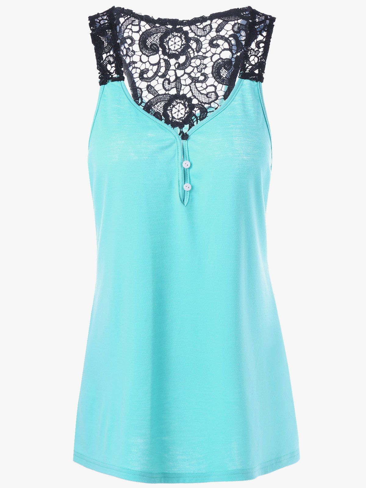 [41% OFF] 2021 Button Lace Hollow Out Racerback Tank Top In LAKE BLUE ...