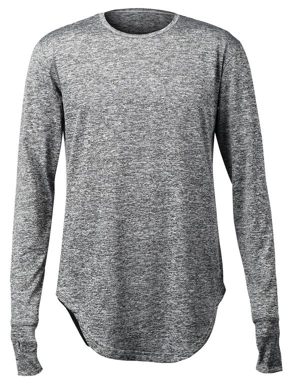 Manches longues Stretchy doigt trou Design T-shirt - gris foncé M