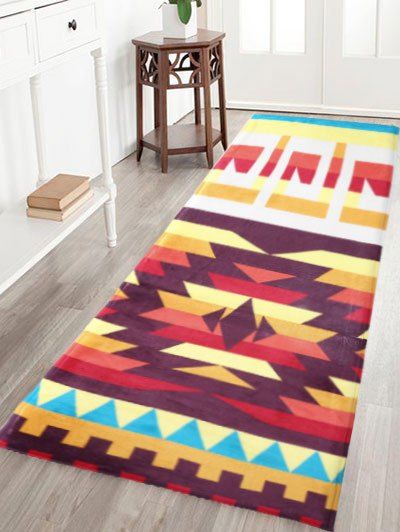 

Indian Style Antiskid Geometric Pattern Water Absorption Rug, Colormix