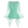 Blouse Manches Cloches à Empiècement en Dentelle Col en V - Trèfle 2XL