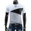 T-shirt à col rond décontracté Color Block Homme T-shirt - Blanc L